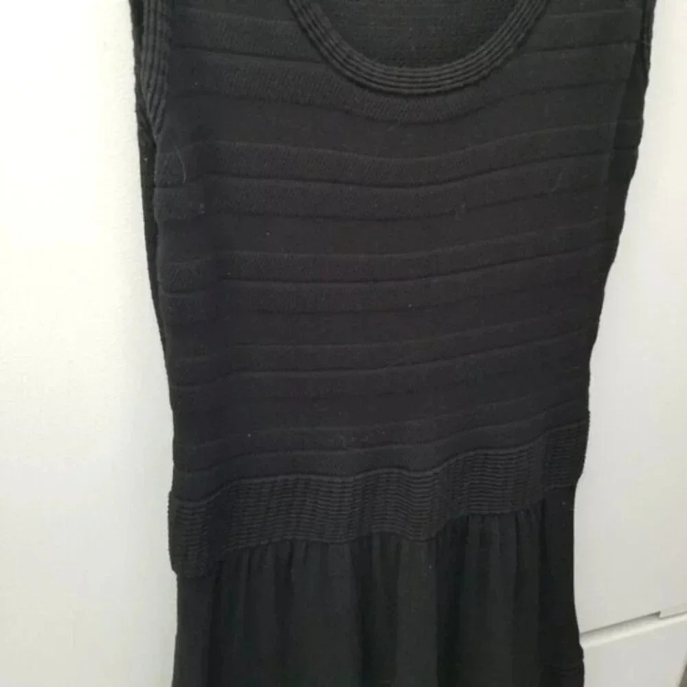 Sandro Paris Cotton Black Knit Mini Dress 4 - Picture 10 of 11